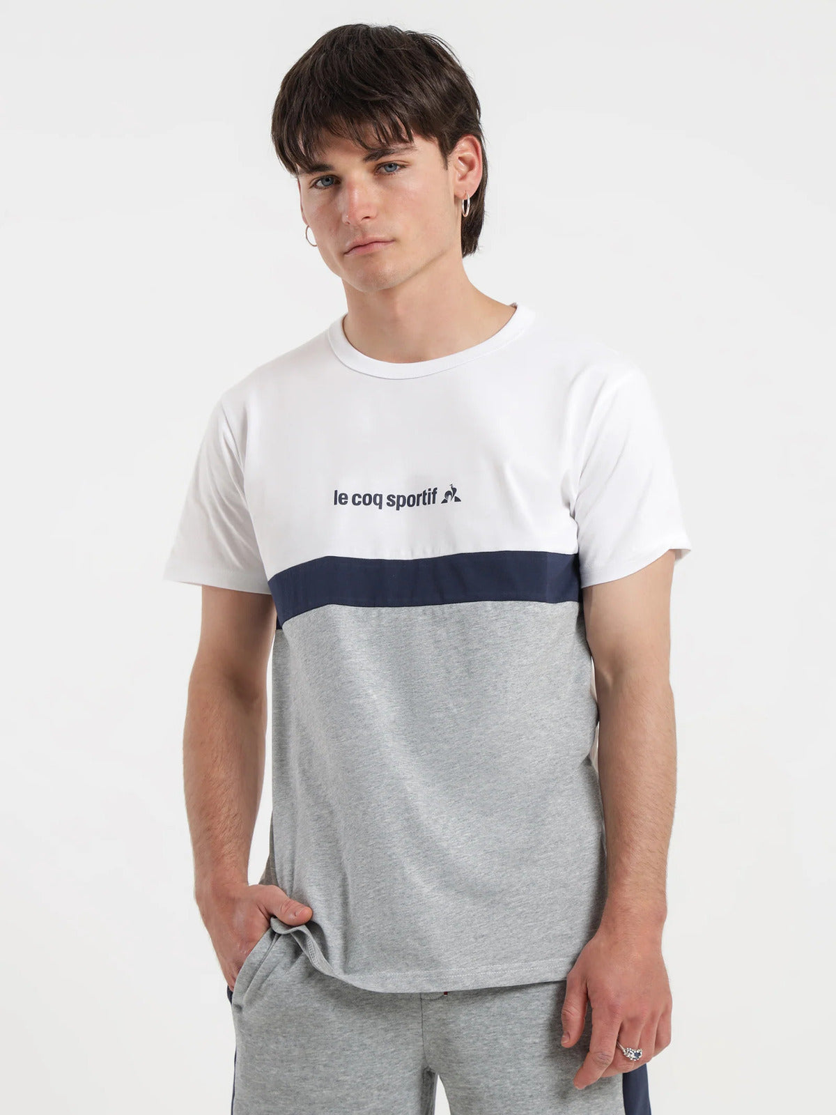 Le Coq Sportif Mens Gaston Tee Top T Shirt - Grey Marle-1