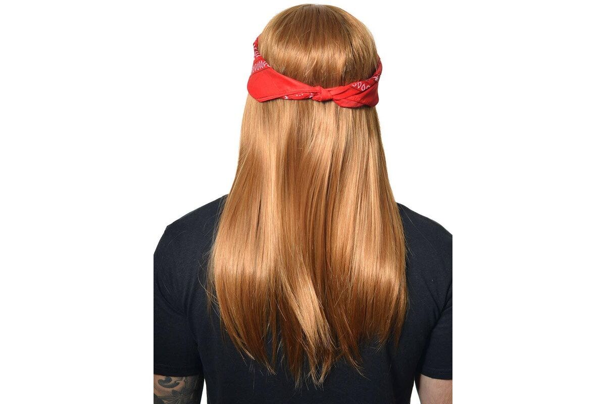 Ginger Punk Rock Wig Rockstar with Red Bandana Party Costume