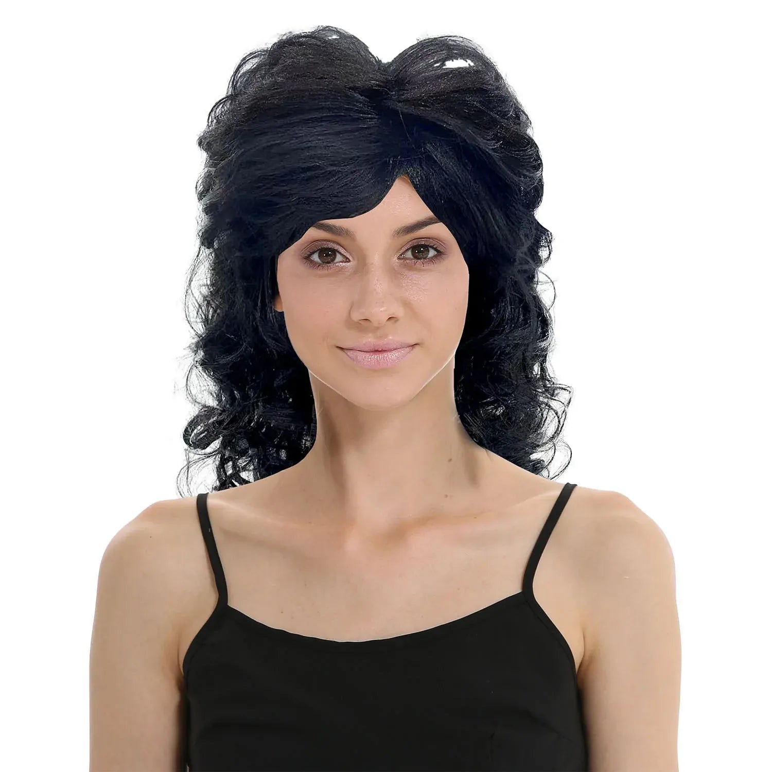 RETRO WIG Curly Long Hair Disco Punk Rock Party Costume 60s 70s 22425 - Black-0