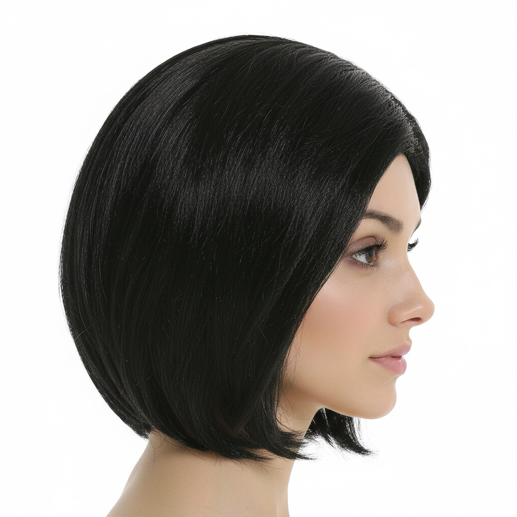 ASSYMETRICAL BOB WIG Funky Trendy Modern Cosplay Wigs Party Costume - Black