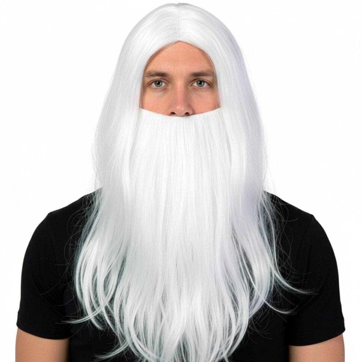 White Wizard Wig and Beard Hair Costume Halloween Merlin Gandalf