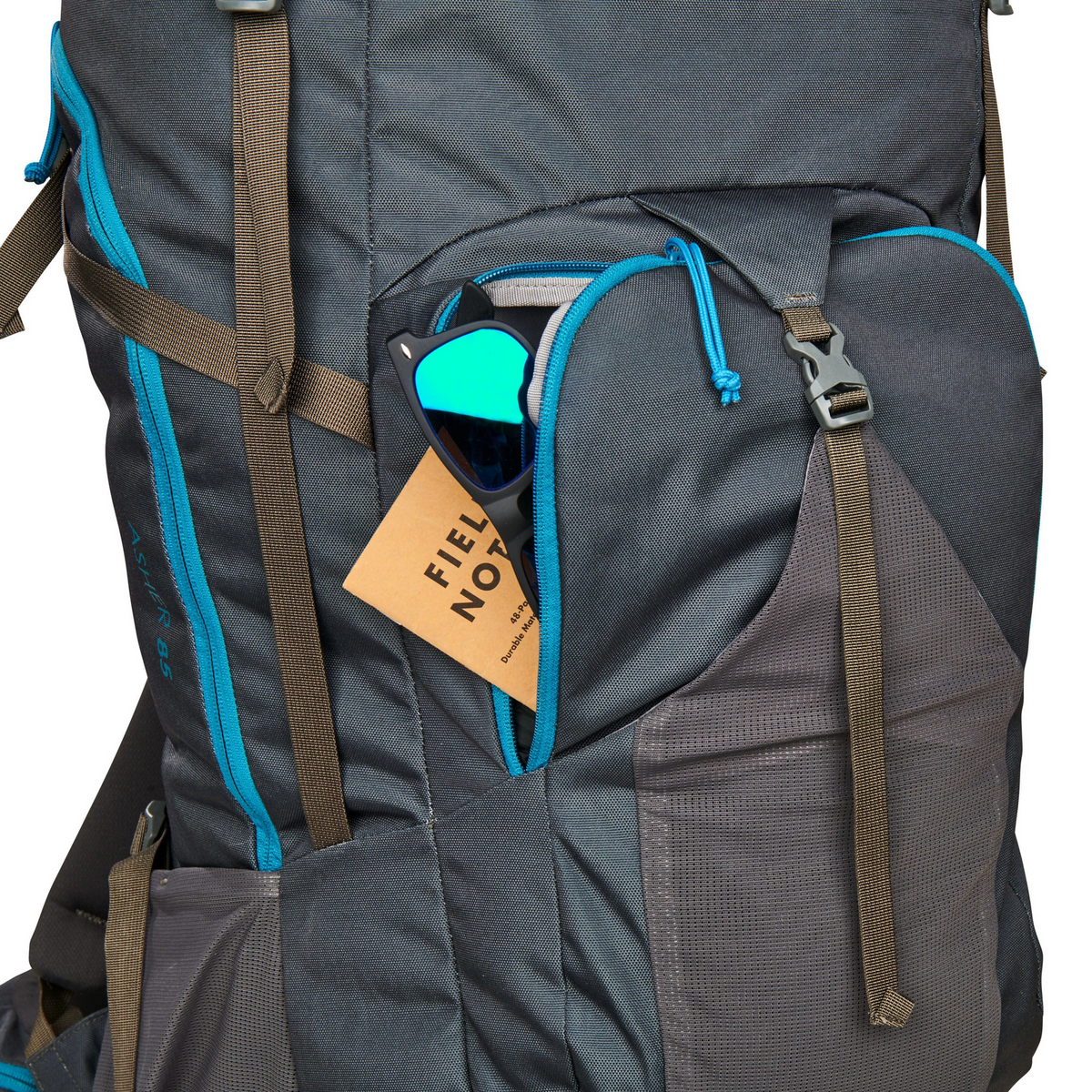KELTY Asher 85L Backpack Bag Travel Hiking Camping Pack - Beluga/Stormy Blue