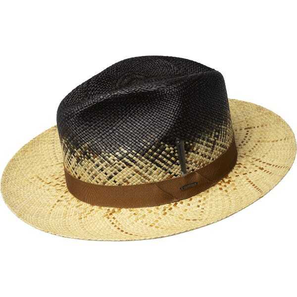 Bailey Mens Warlick Fedora Straw Hat Made in USA Panama - Charcoal Rust-0