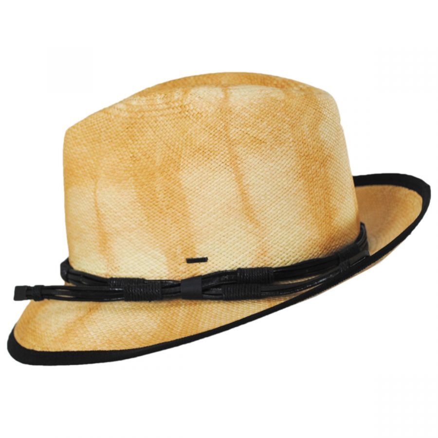 Bailey Mens Clafin Tie Dye Palm Straw Hat Fedora Woven - Tea-4