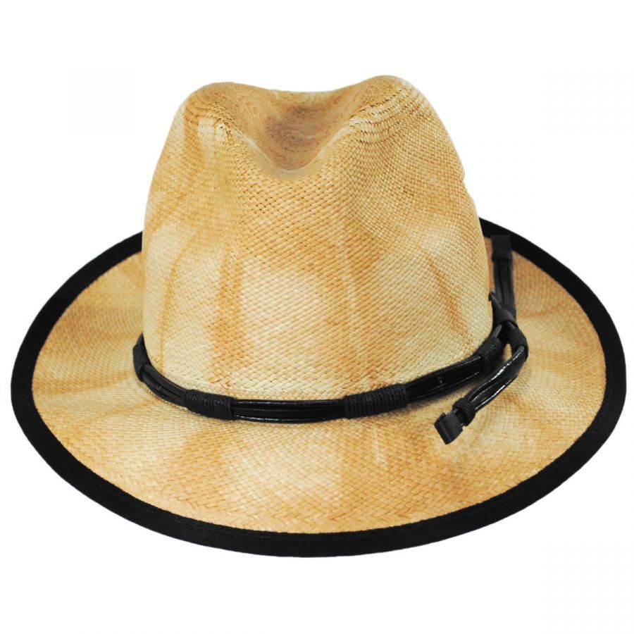 Bailey Mens Clafin Tie Dye Palm Straw Hat Fedora Woven - Tea-3