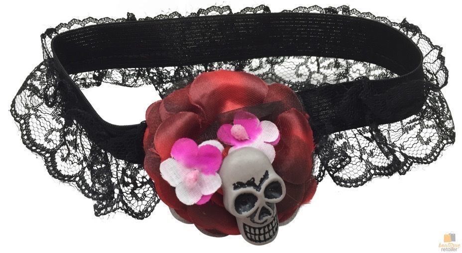 Skull & Rose Leg Garter Skeleton Halloween Costume Party Lace Scary