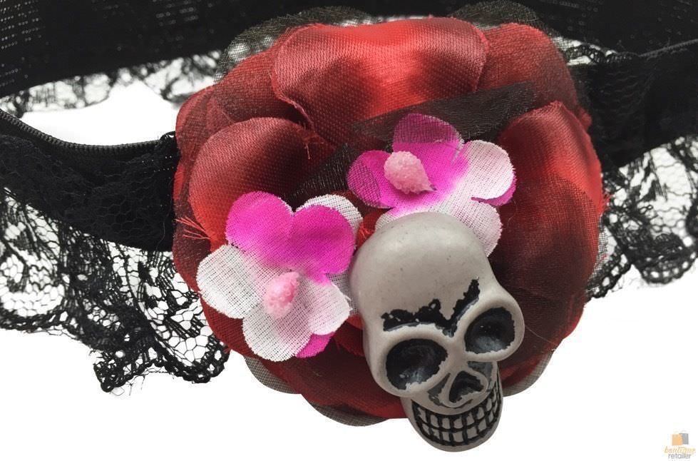 Skull & Rose Leg Garter Skeleton Halloween Costume Party Lace Scary