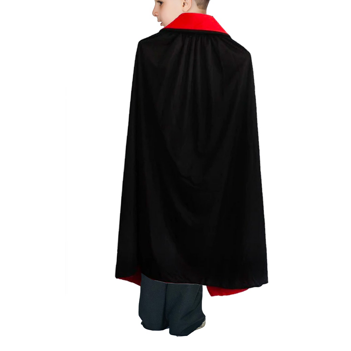 Halloween Kids Fancy Cape Red Black Long Cloak Coat Witch Ghost Vampire Costume