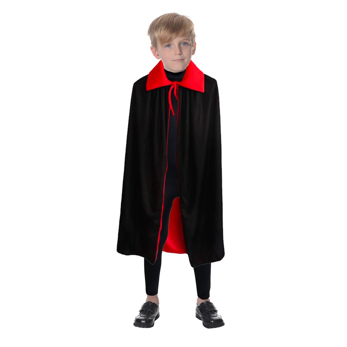 Halloween Kids Fancy Cape Red Black Long Cloak Coat Witch Ghost Vampire Costume
