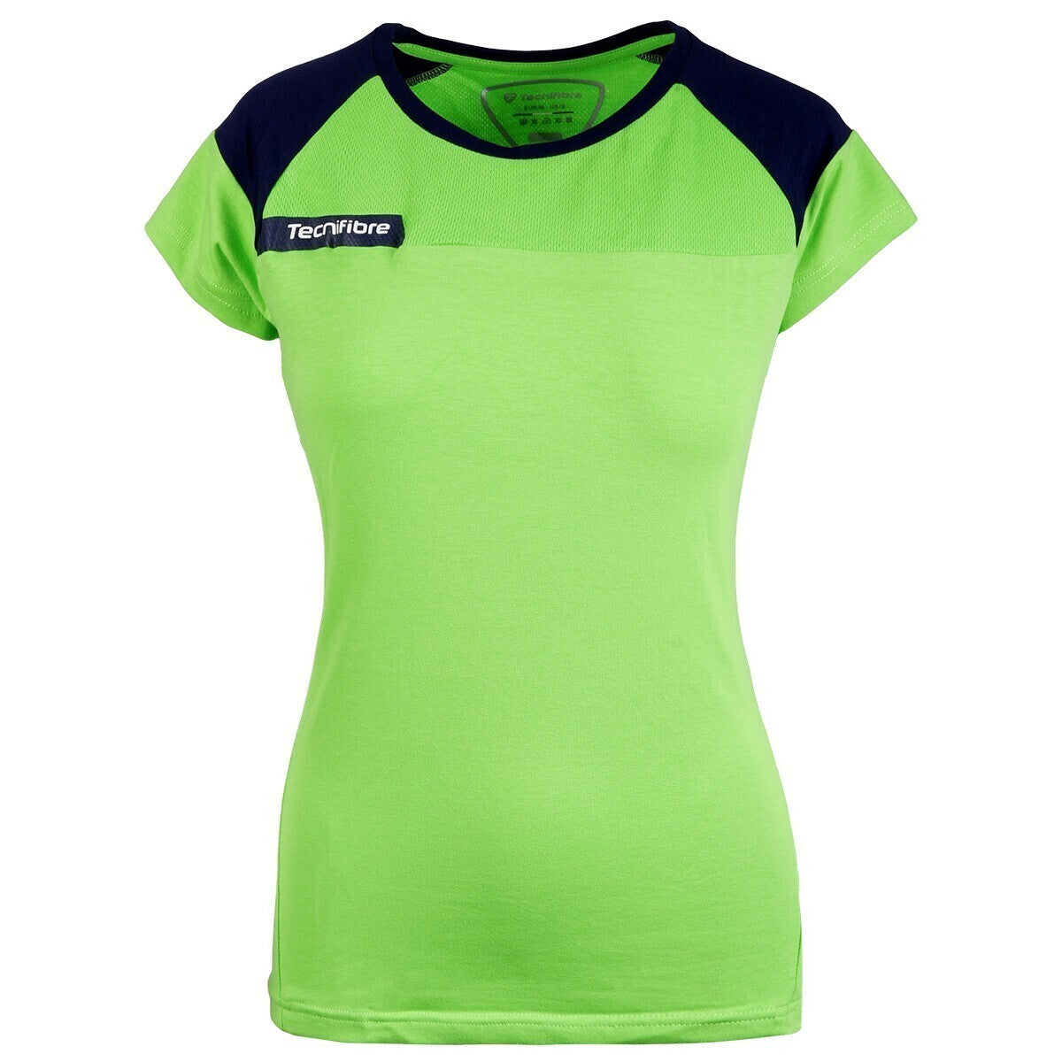 Tecnifibre Womens Top Tee Shirt F1 Airmesh 360 Tennis Fitness -  Green/Navy-1