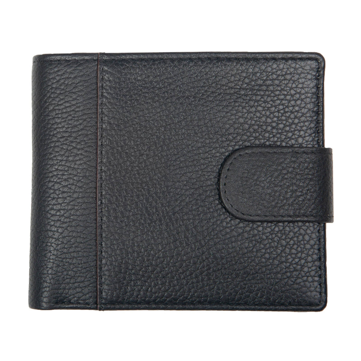 Dents Mens Pebble Grain Leather Bifold Wallet with RFID Blocking and Coin Purse in Black/Bordeaux
