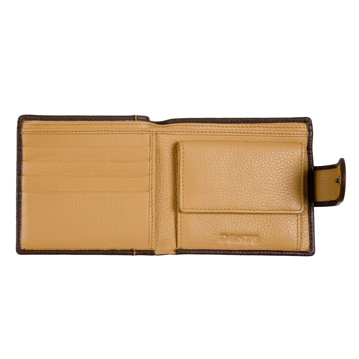 Dents Mens Pebble Grain Leather Bifold Wallet with RFID Blocking and Coin Purse in Bordeaux/Light Tan