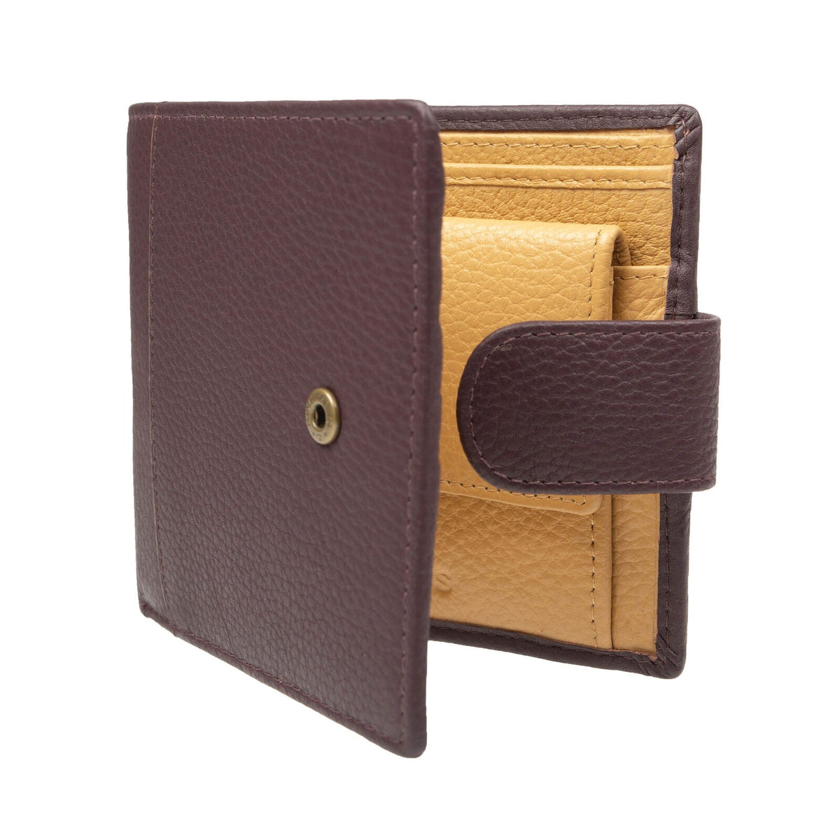 Dents Mens Pebble Grain Leather Bifold Wallet with RFID Blocking and Coin Purse in Bordeaux/Light Tan