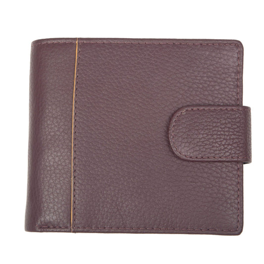Dents Mens Pebble Grain Leather Bifold Wallet with RFID Blocking and Coin Purse in Bordeaux/Light Tan