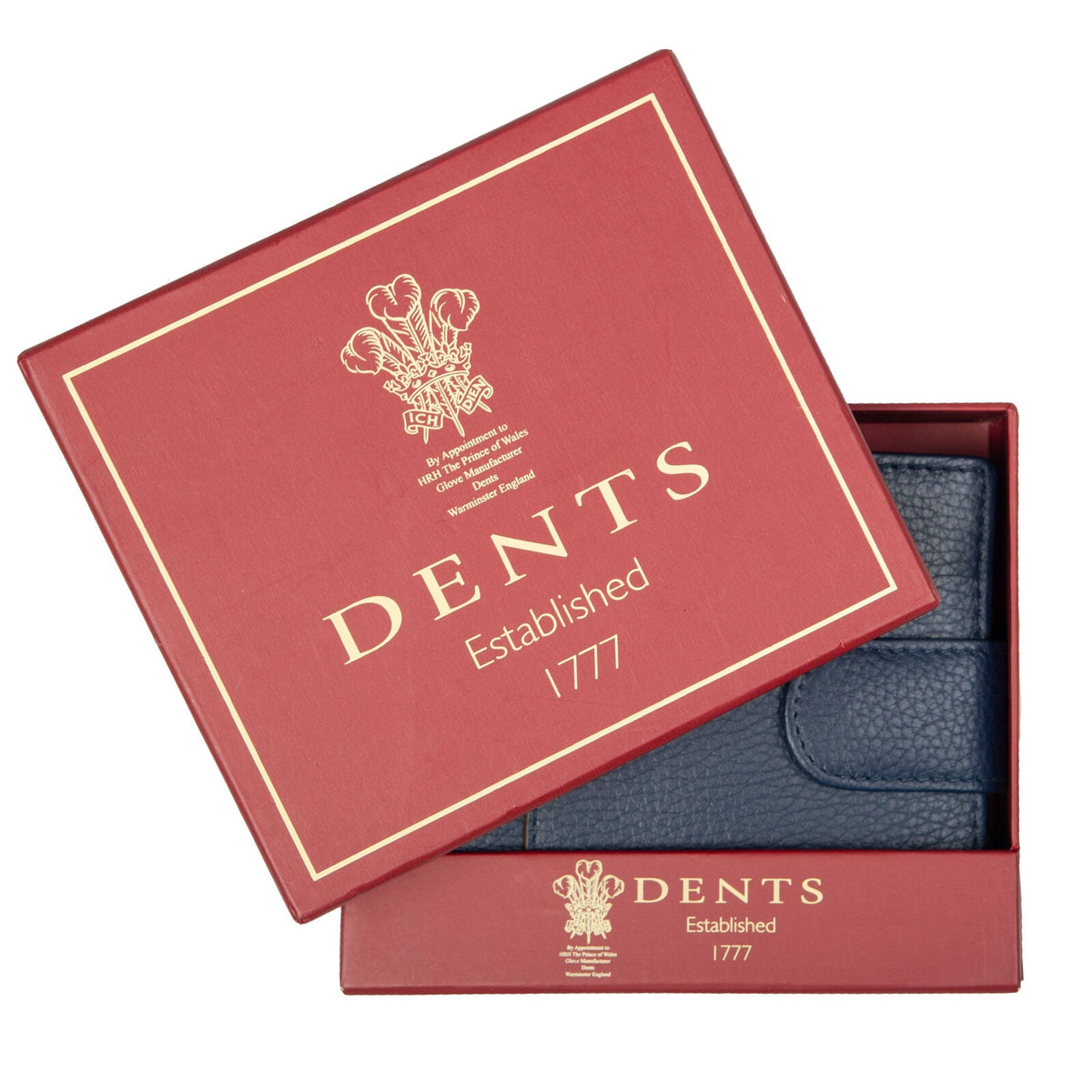Dents Mens Pebble Grain Leather Bifold Wallet with RFID Blocking and Coin Purse in Navy/Cognac