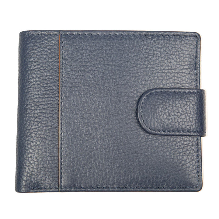 Dents Mens Pebble Grain Leather Bifold Wallet with RFID Blocking and Coin Purse in Navy/Cognac