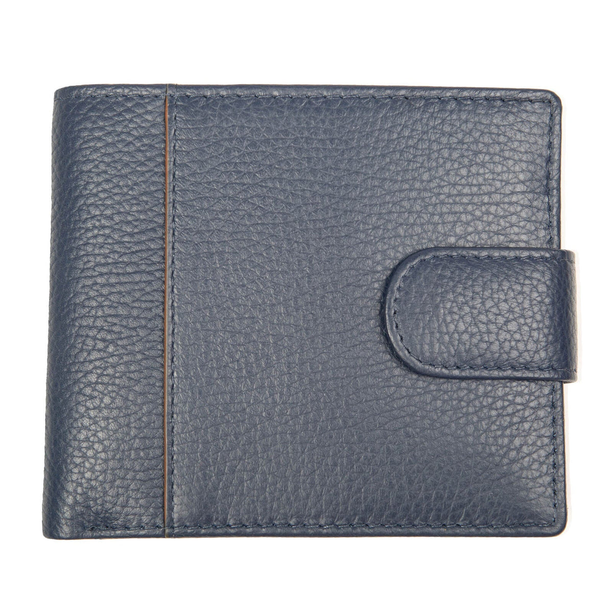 Dents Mens Pebble Grain Leather Bifold Wallet with RFID Blocking and Coin Purse in Navy/Cognac