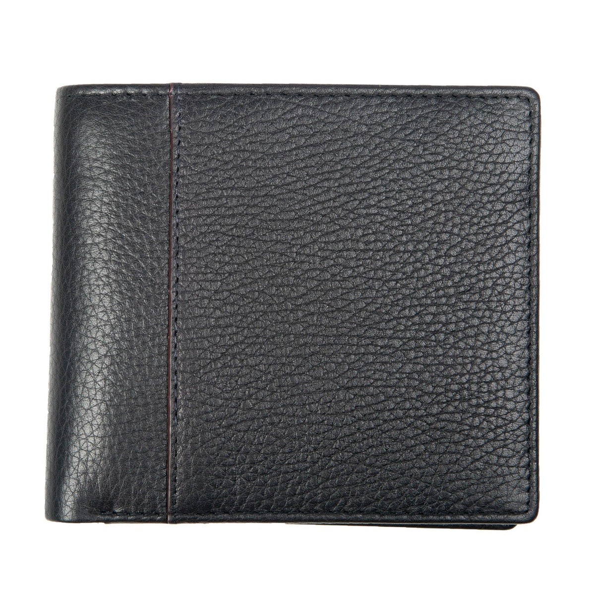Dents Men's Slim Pebble Grain Leather Bifold Wallet with RFID Blocking in Black/Bordeaux