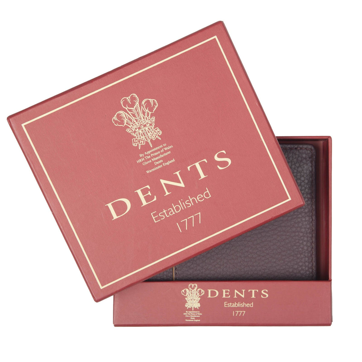 Dents Mens Slim Pebble Grain Leather Bifold Wallet with RFID Blocking in Bordeaux/Light Tan