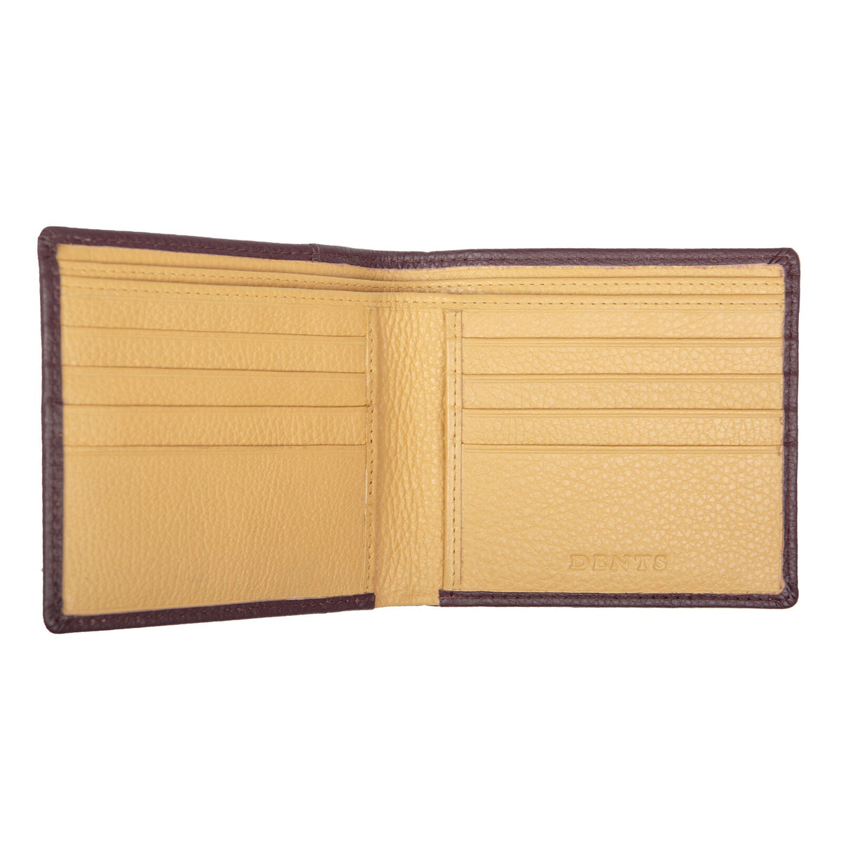 Dents Mens Slim Pebble Grain Leather Bifold Wallet with RFID Blocking in Bordeaux/Light Tan