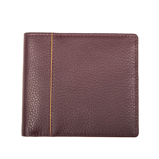 Dents Mens Slim Pebble Grain Leather Bifold Wallet with RFID Blocking in Bordeaux/Light Tan