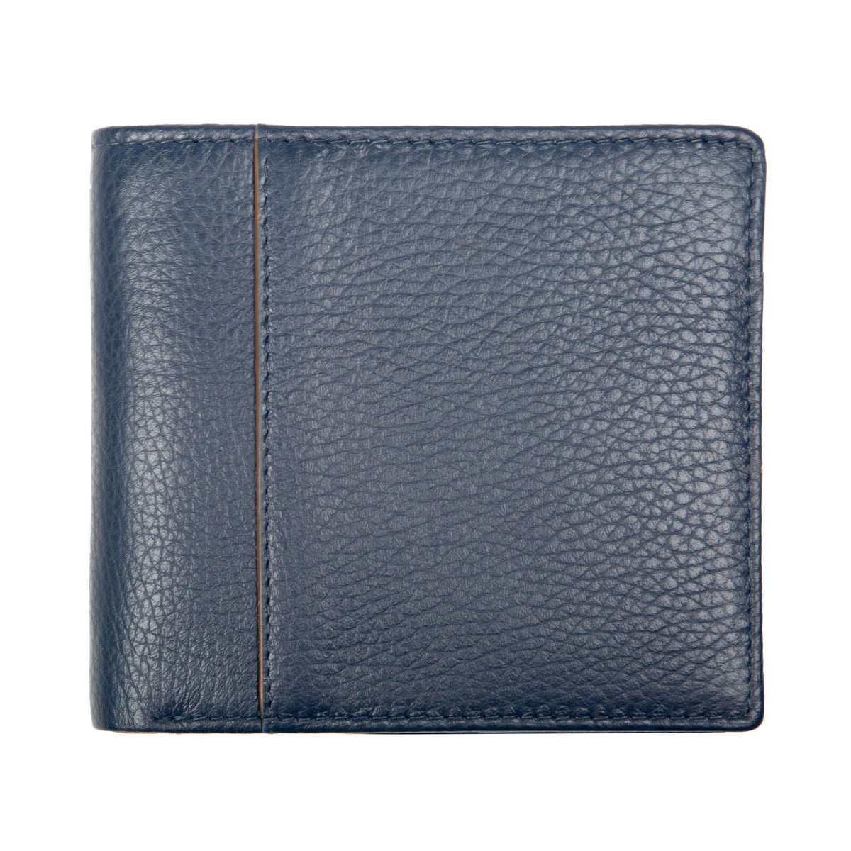 Dents Mens Slim Pebble Grain Leather Bifold Wallet with RFID Blocking in Navy/Cognac
