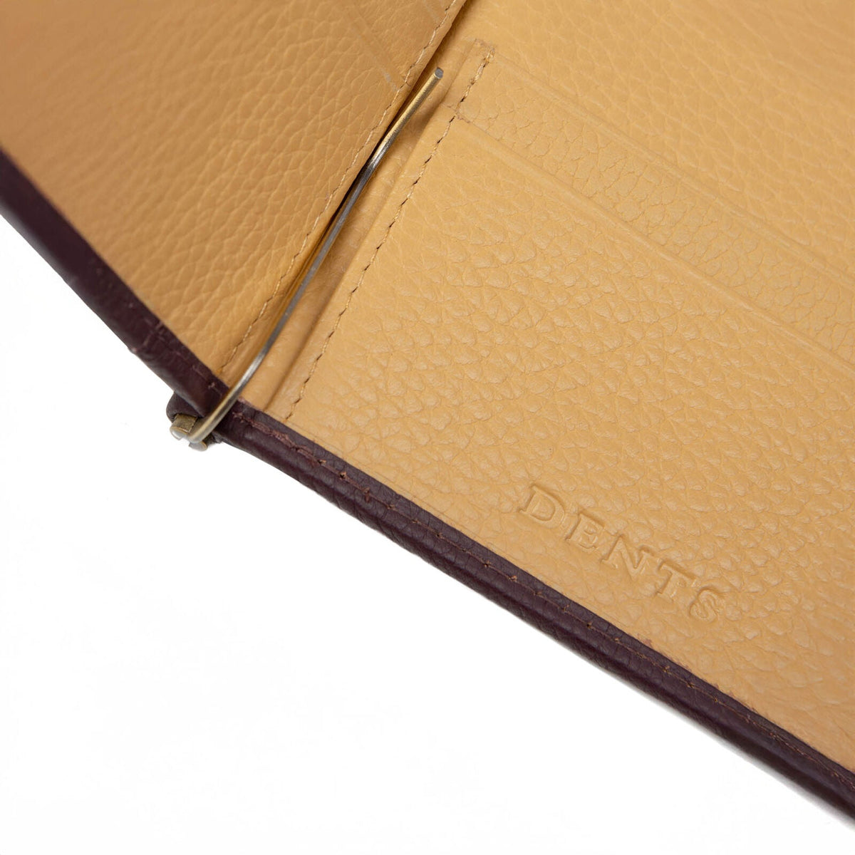 Dents Mens Pebble Grain Leather Bifold Wallet with Money Clip and RFID Blocking in Bordeaux/Light Tan