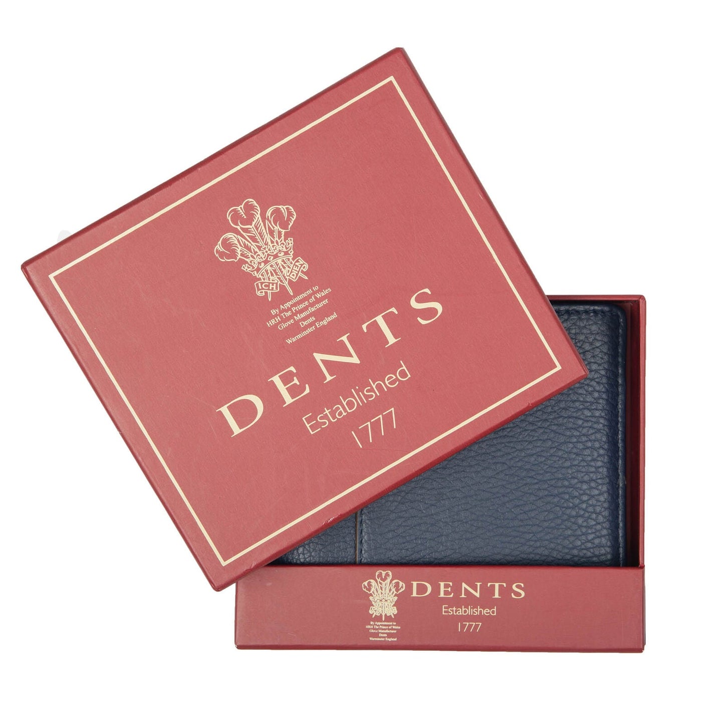 Dents Mens Pebble Grain Leather Bifold Wallet with Money Clip and RFID Blocking in Navy/Cognac
