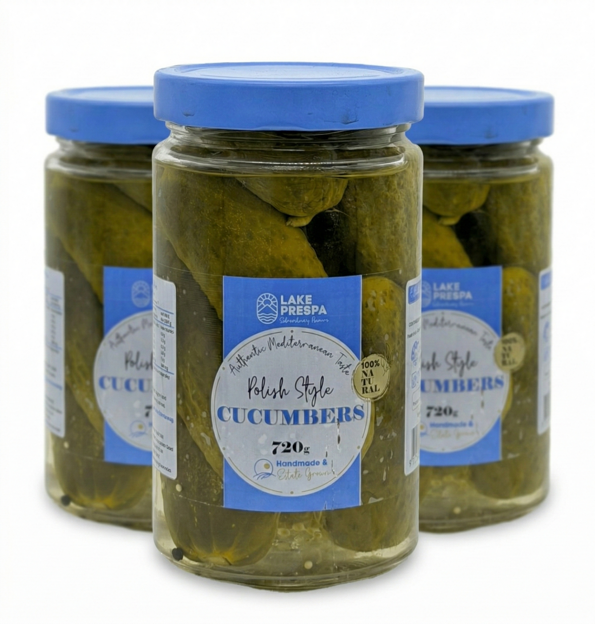 3x 720g Lake Prespa Polish Style Pickled Cucumbers in Glass Jar - Product of North Macedonia