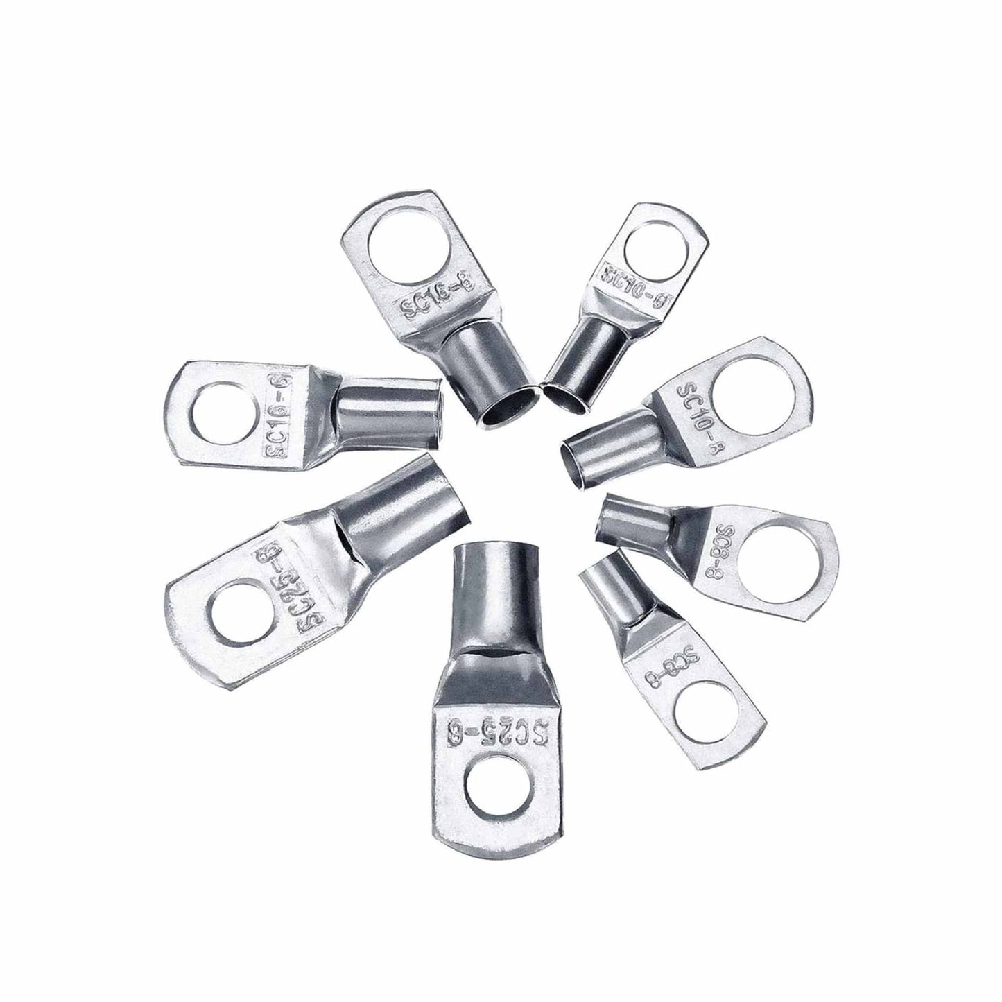 240 Pcs Copper Cable Lugs Electrical Battery Ring Terminal Connectors SC6-SC50-2