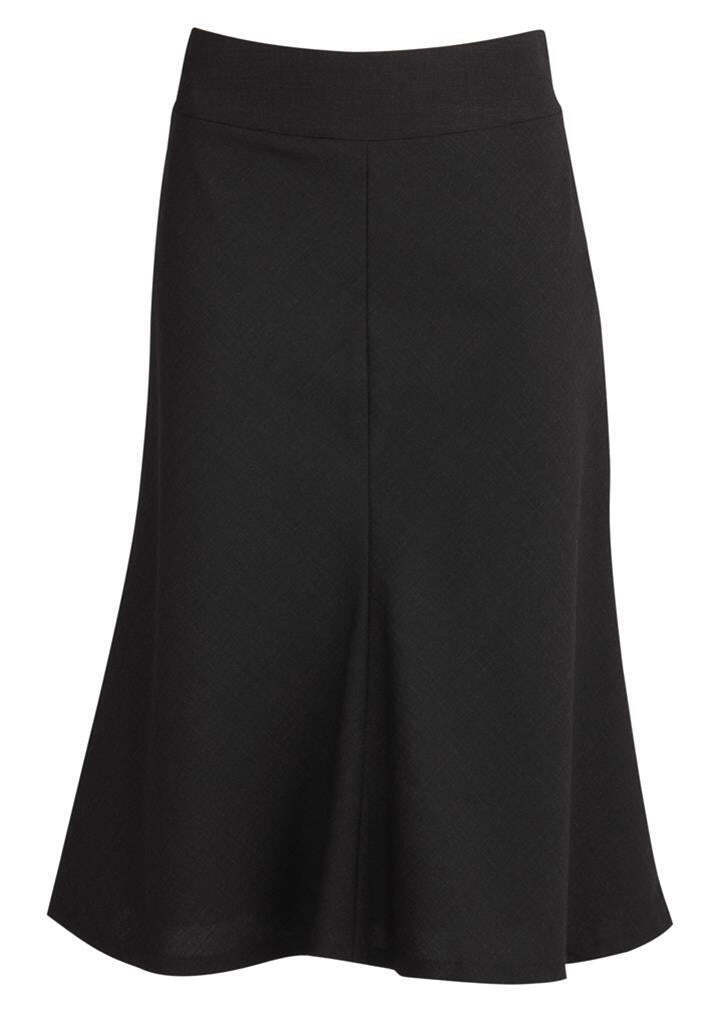 Womens Fluted 3/4 Length Below Knee Skirt Work Business - Black-0