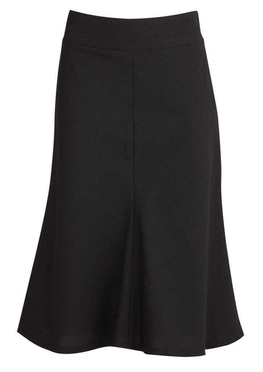 Womens Fluted 3/4 Length Below Knee Skirt Work Business - Black-0