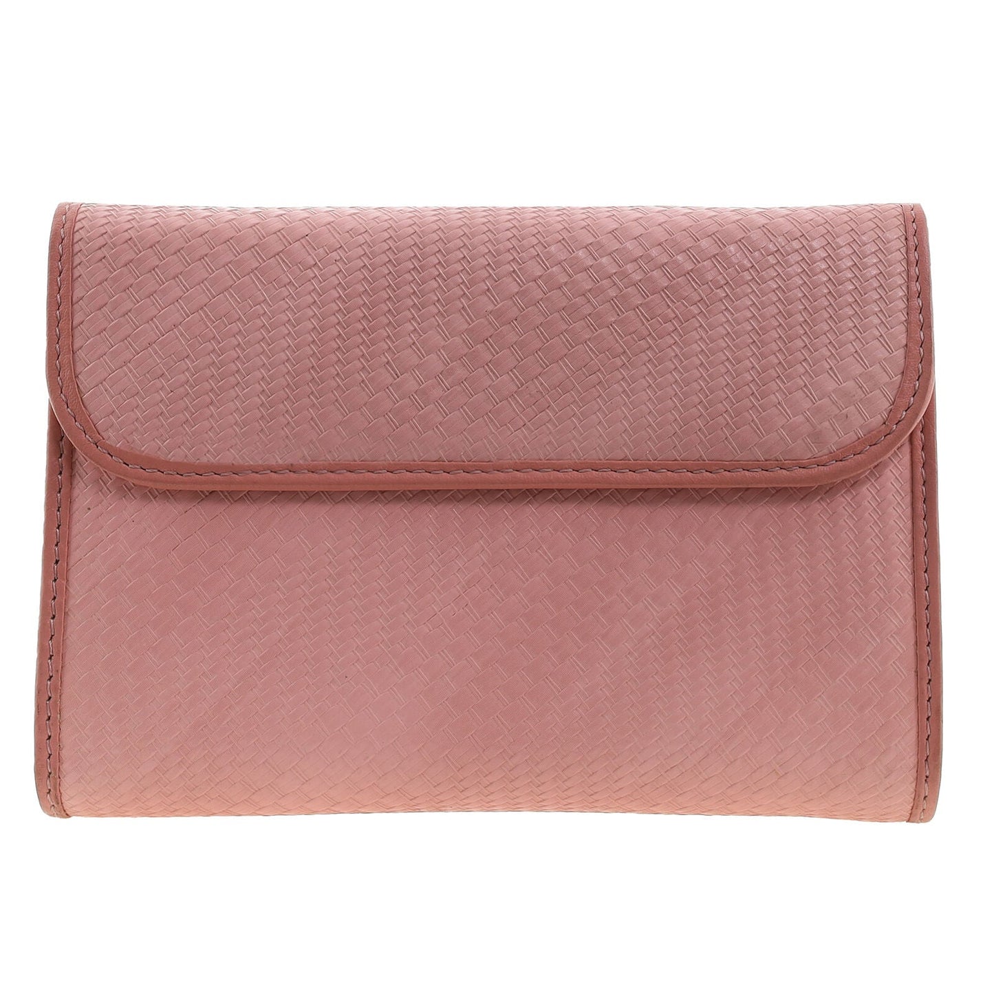 Pierre Cardin Blush Woven Leather Long Wallet w/ RFID Protection & Snap Closure in Pink