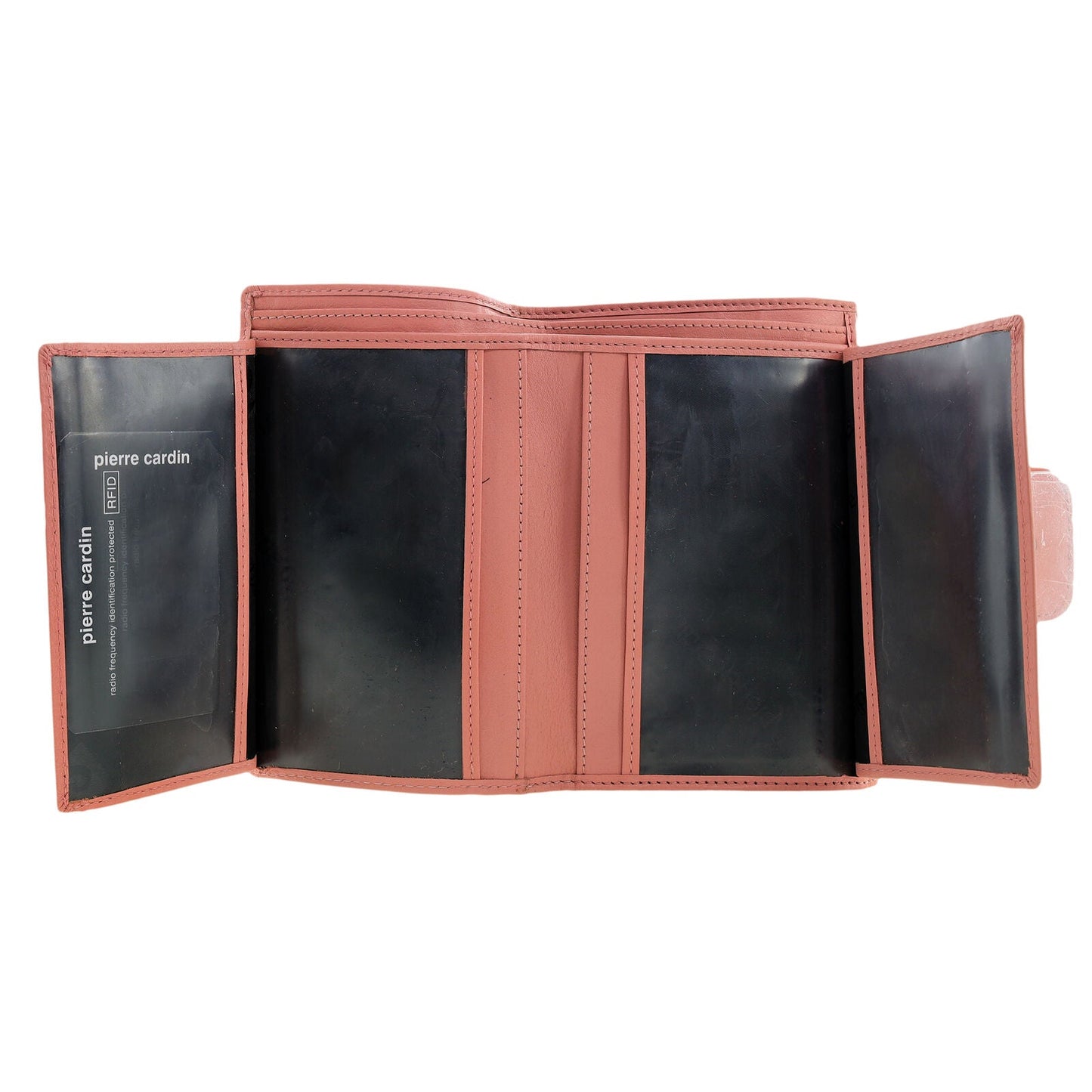 Pierre Cardin Blush Woven Leather Long Wallet w/ RFID Protection & Snap Closure in Pink