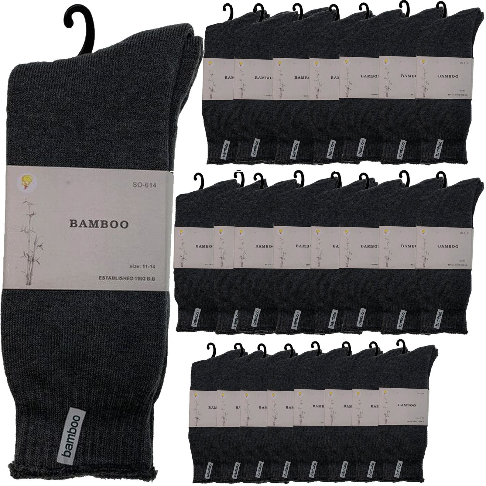 24 Pairs PREMIUM BAMBOO SOCKS Mens Heavy Duty Thick Work Socks BULK Cushion-8