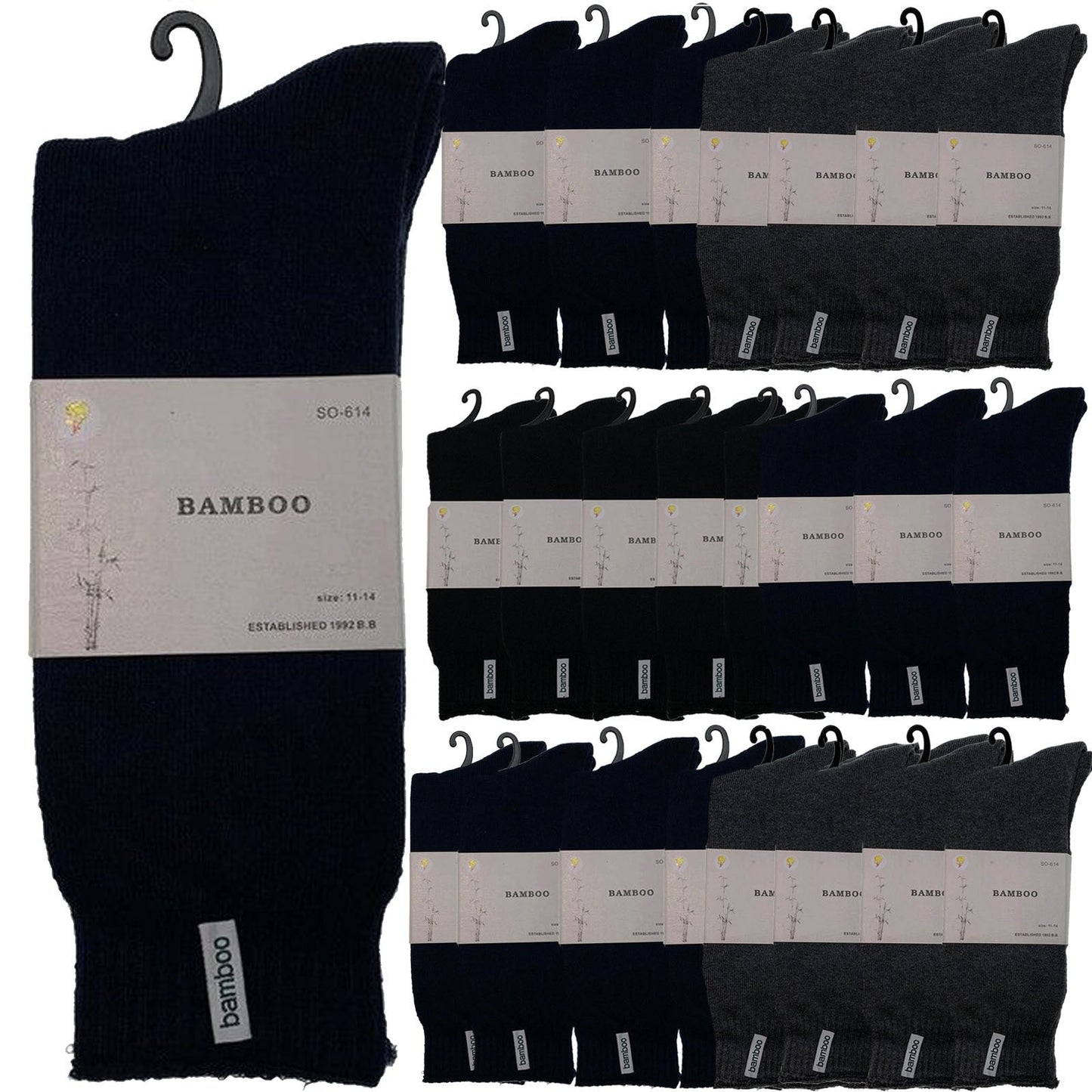 24 Pairs PREMIUM BAMBOO SOCKS Mens Heavy Duty Thick Work Socks BULK Cushion-1