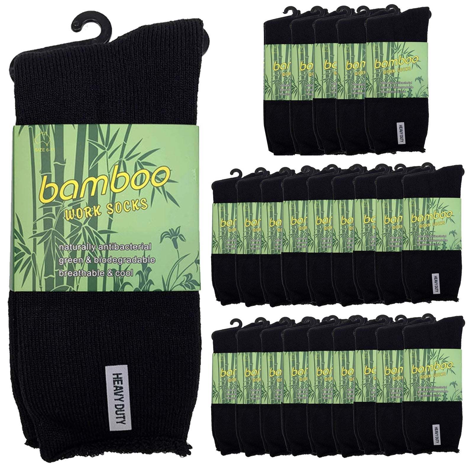 24 Pairs PREMIUM BAMBOO SOCKS Mens Heavy Duty Thick Work Socks Cushion BULK-7