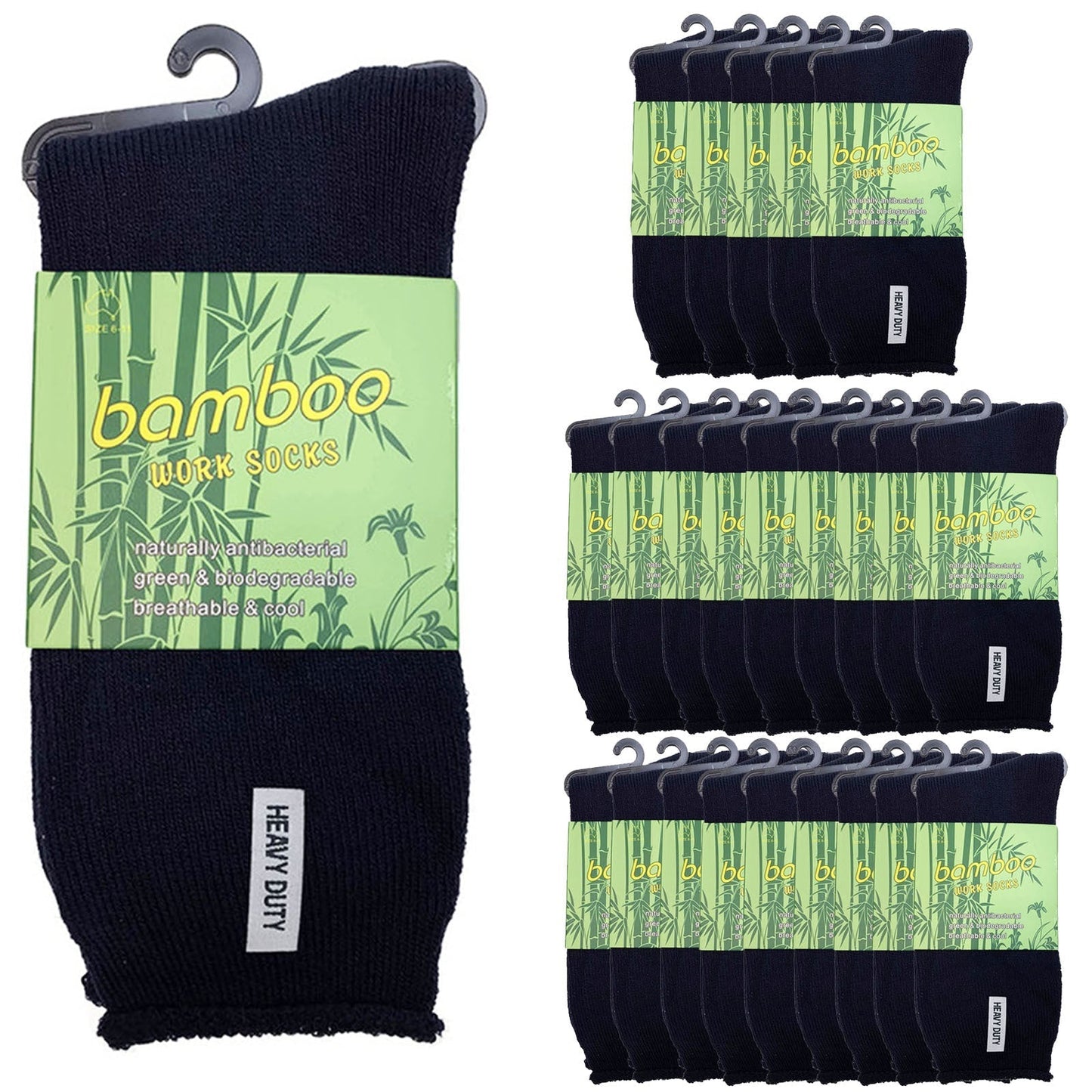 24 Pairs PREMIUM BAMBOO SOCKS Mens Heavy Duty Thick Work Socks Cushion BULK-11