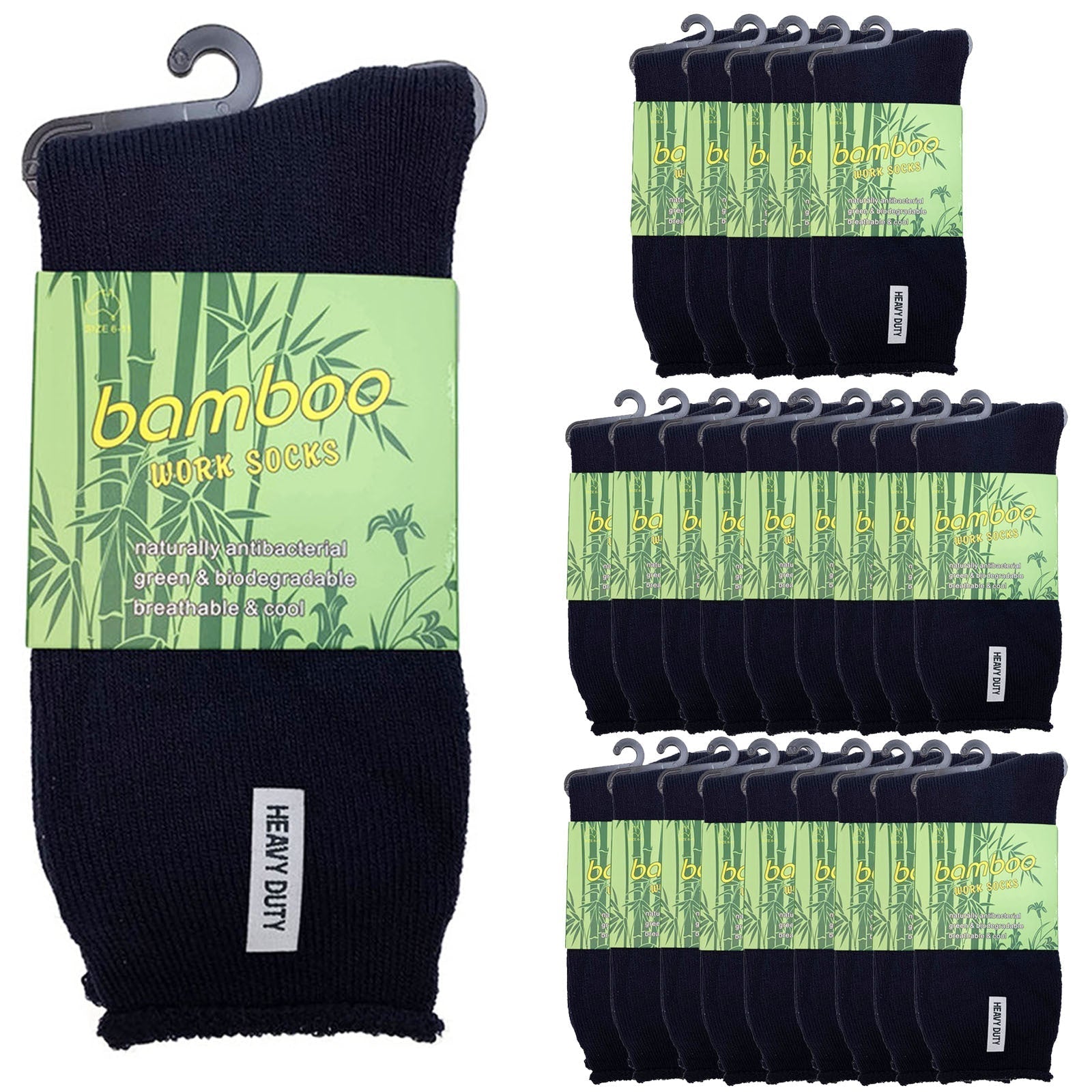 24 Pairs PREMIUM BAMBOO SOCKS Mens Heavy Duty Thick Work Socks Cushion BULK-11
