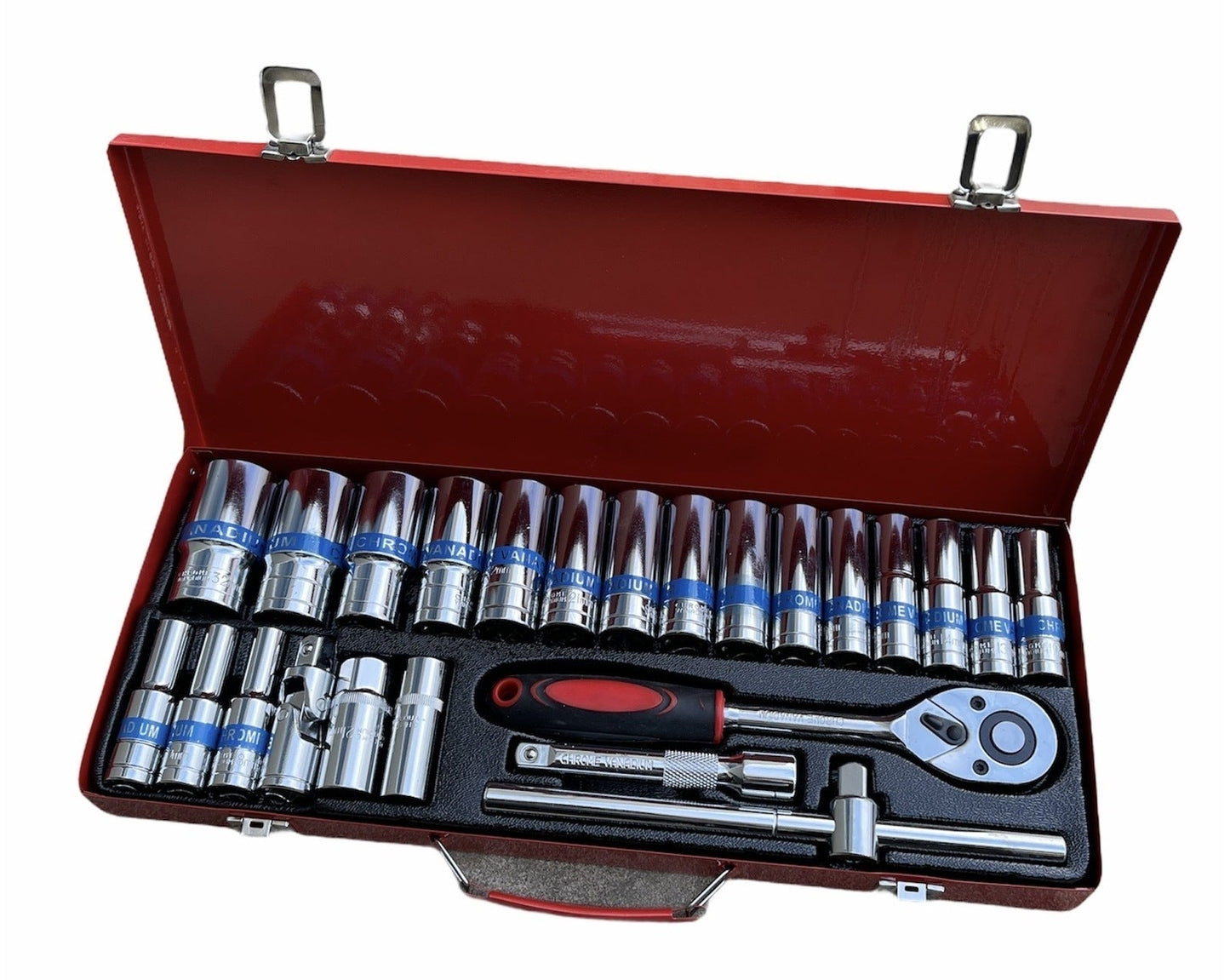 24 Piece Ratchet Socket Wrench Set Screwdriver Bits Extension Hex Chrome Vanadium-1