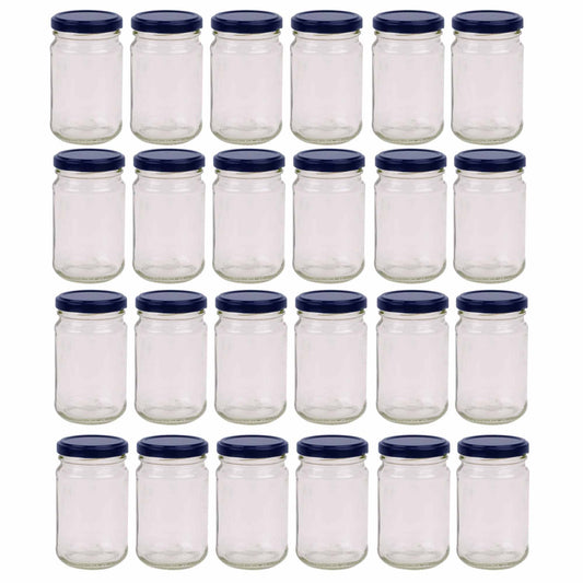 24x 375ml Flint Glass Jars + Twist Lids - Round Food Storage Preserving Jar-0