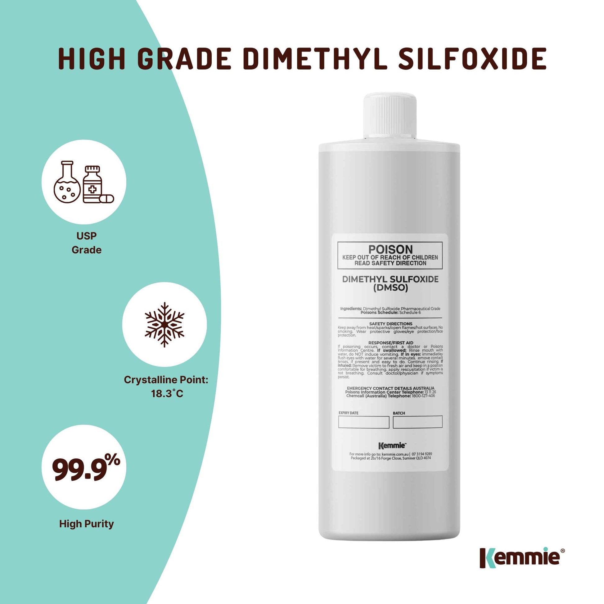 DMSO Liquid Dimethyl Sulfoxide 99.9% Pure Pharmaceutical Grade Solvent Bulk Size-2