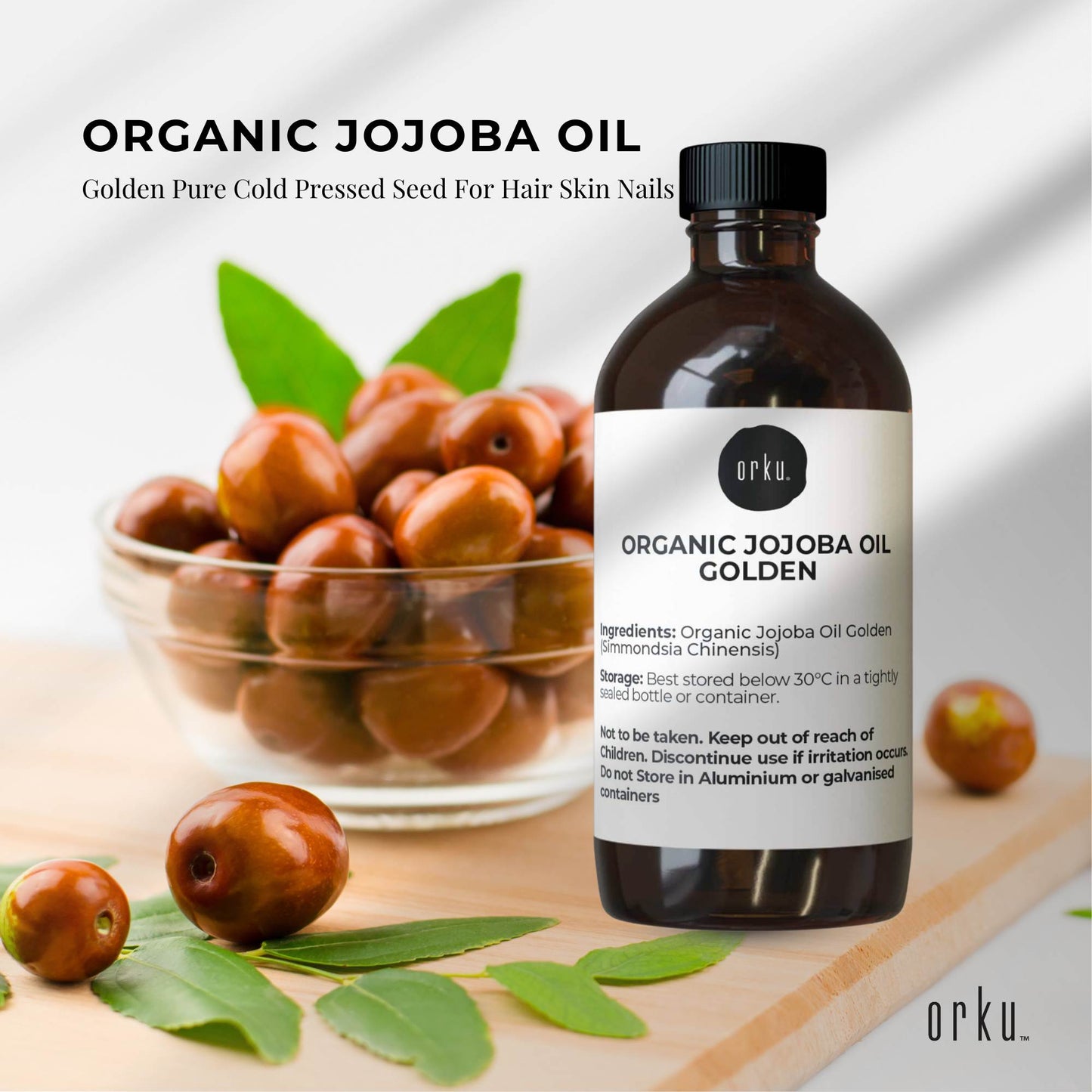 250ml Organic Jojoba Oil - Golden Pure Cold Pressed Seed For Hair Skin Nails-1