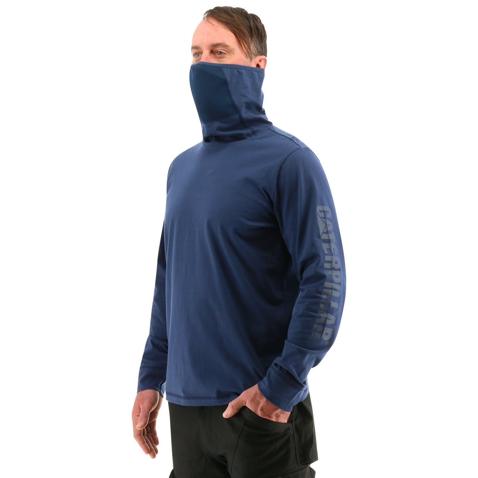 Caterpillar Mens ViralOff¨ Long Sleeve Gaiter Tee with Face Covering Top Shirt CAT-11