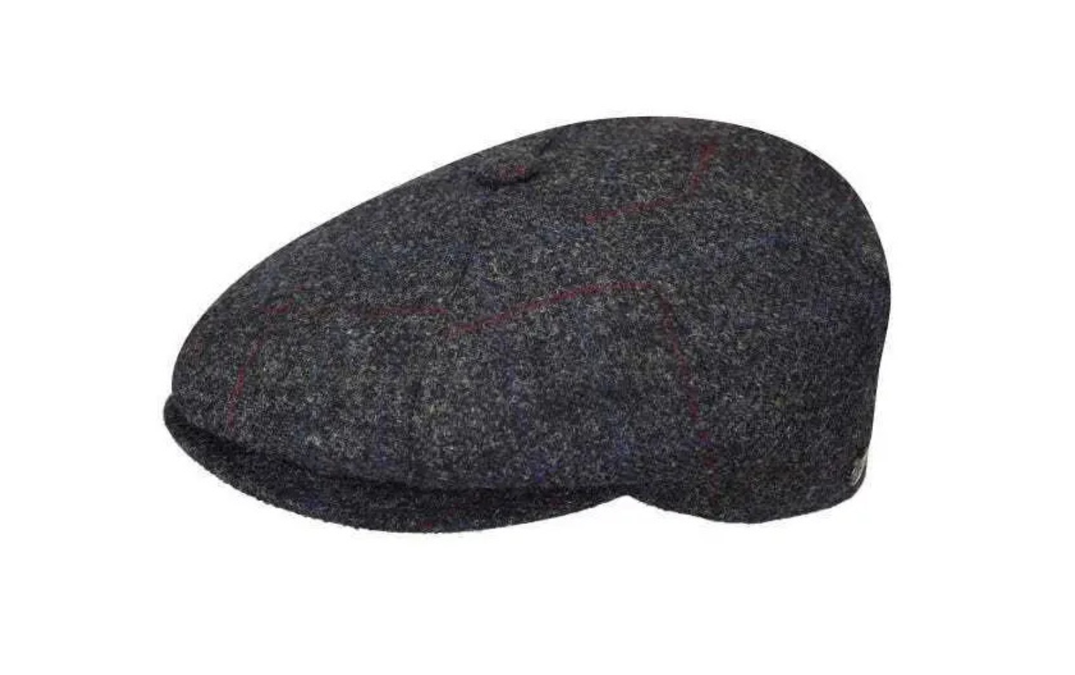 Bailey Mens Galvin Windowpane Plaid Ivy Wool Hat Made In Italy - Charcoal-0