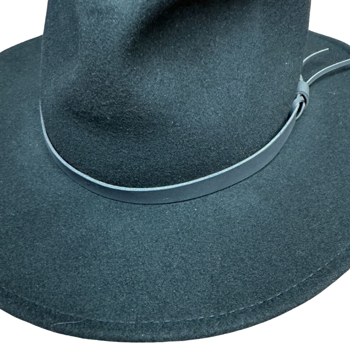100% Soft Wool Felt Western Cowboy Hat with Leather Trim in Black S (57cm)-3