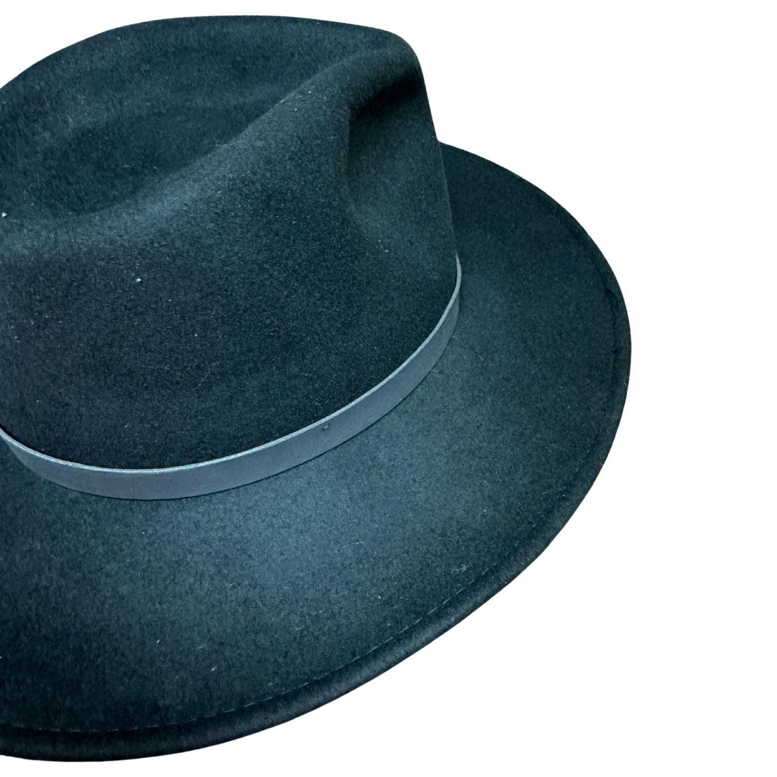 100% Soft Wool Felt Western Cowboy Hat with Leather Trim in Black S (57cm)-4