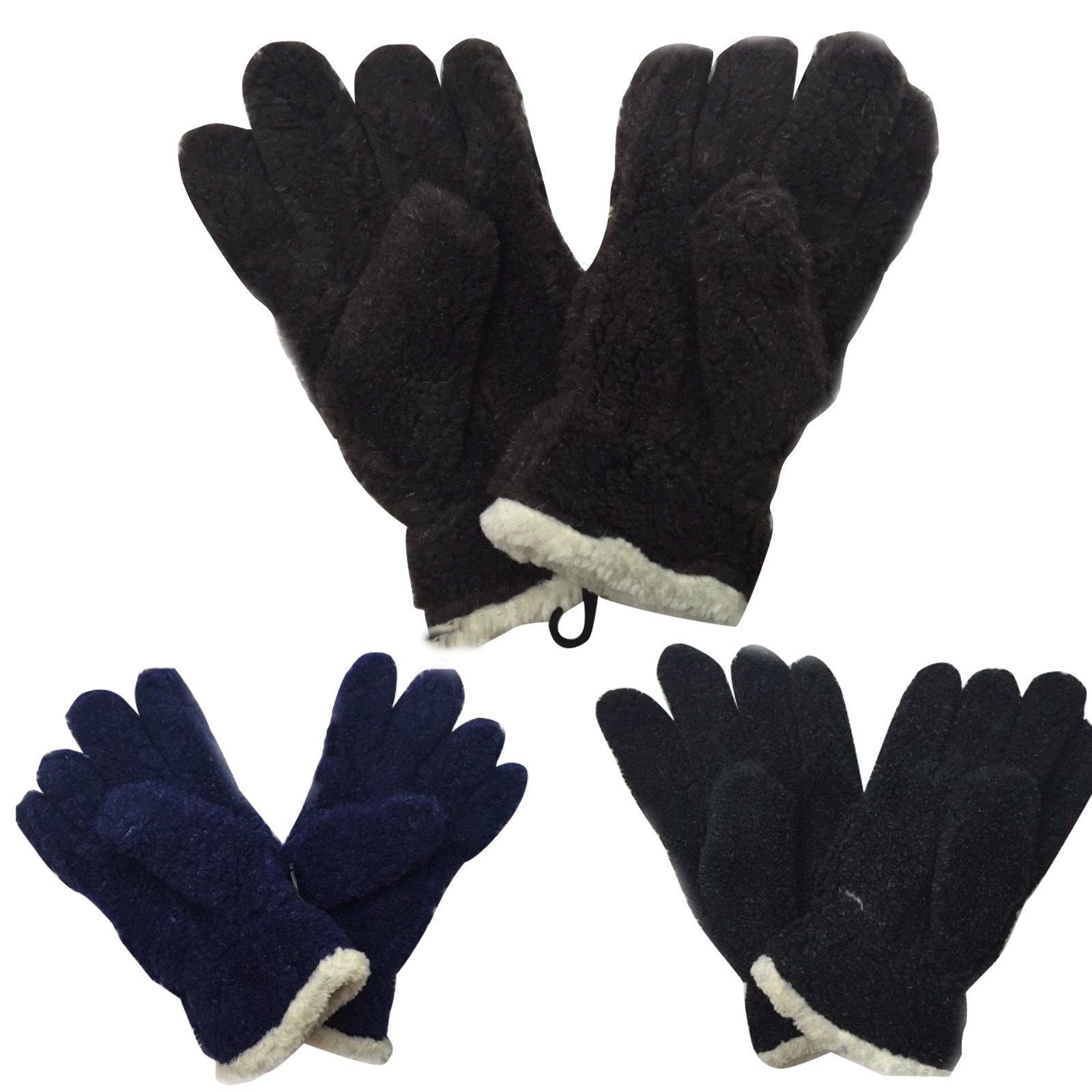 Thick FLEECY Boucle Warm Gloves Winter Knit Fluffy Warm Wrist Length Plush Ski-0