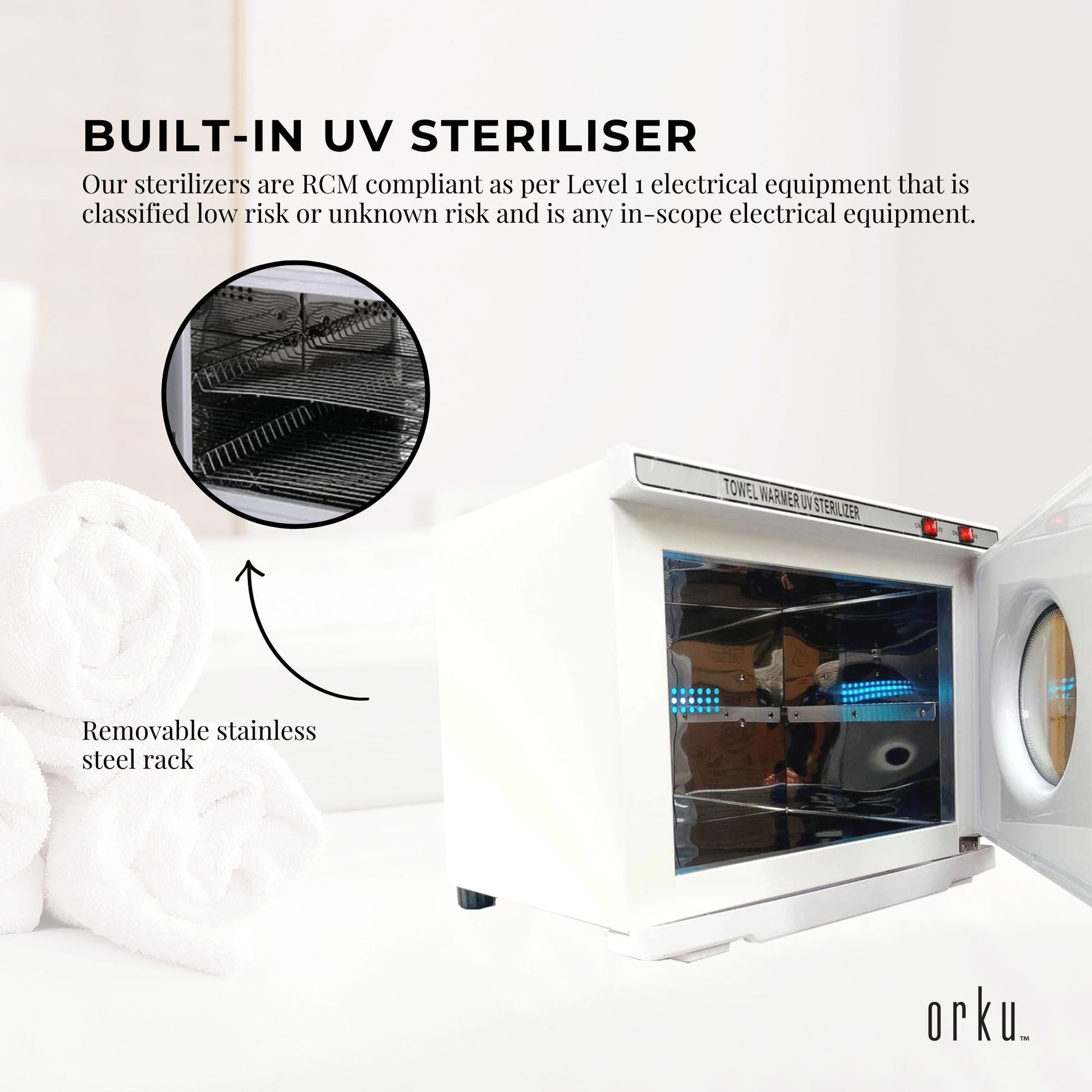 25L White UV Electric Towel Warmer Steriliser Cabinet Beauty Spa Heat Sanitiser-3