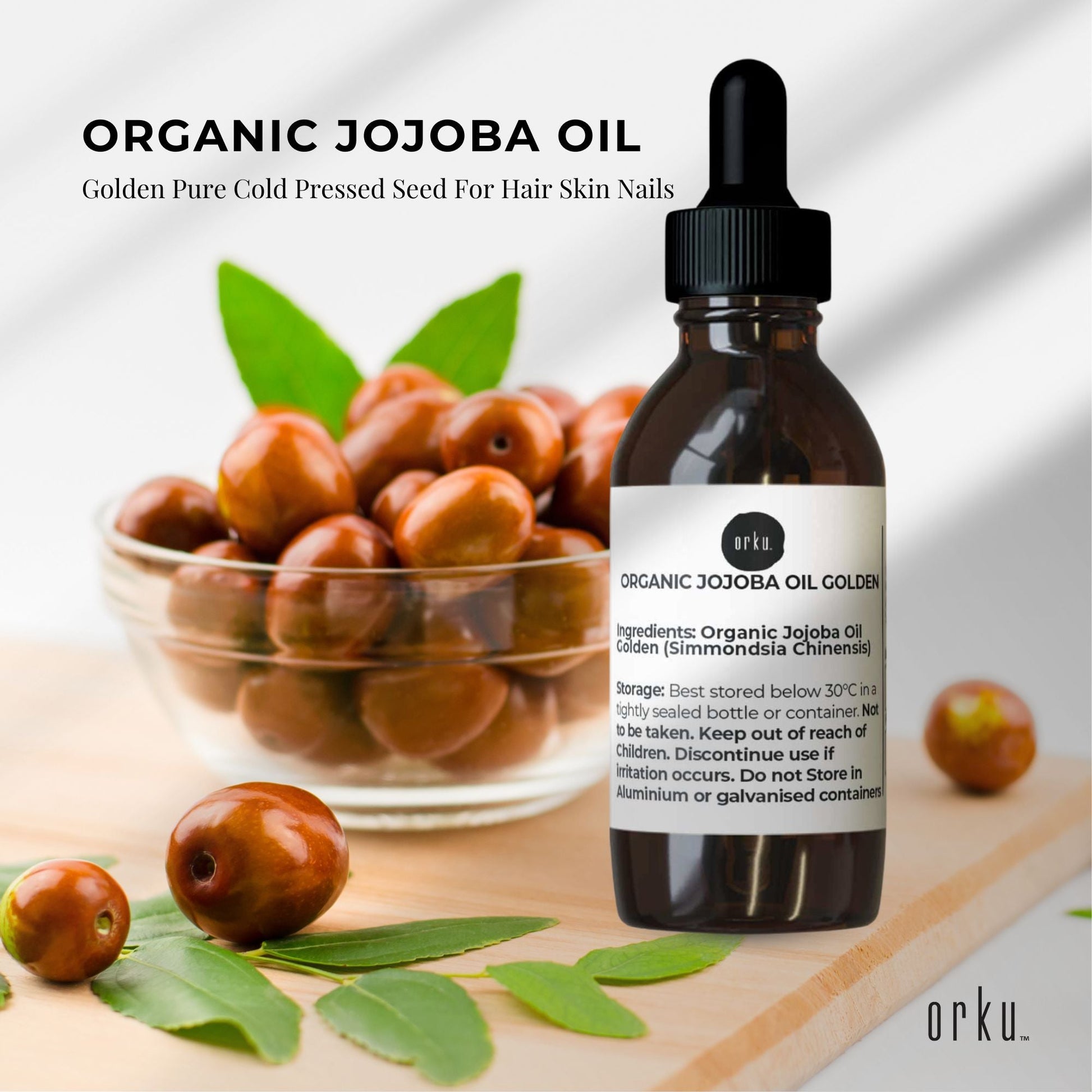 25ml Organic Jojoba Oil - Golden Pure Cold Pressed Seed For Hair Skin Nails-1